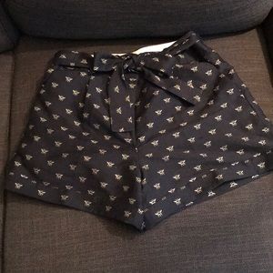 J. Crew Bumble Bee High waist Tie Shorts